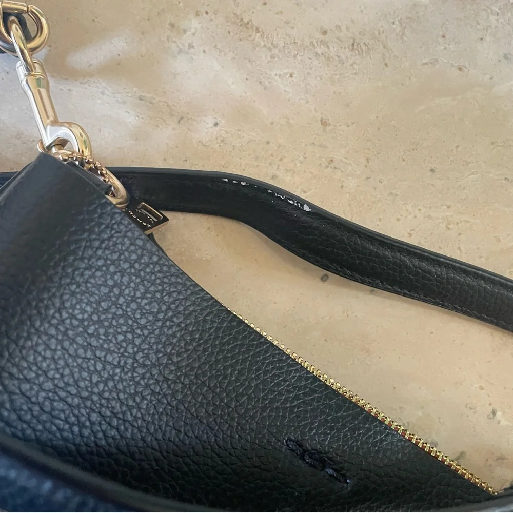 Coach Black Pebbled Leather Shoulder Bag - Picture 7 of 7